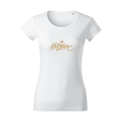 biele dámske tričko ALLBLACK GRAFFITI TAG GOLD