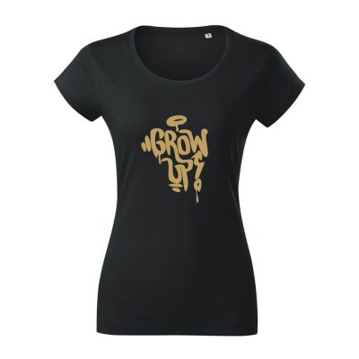 čierne dámske tričko GROW UP gold