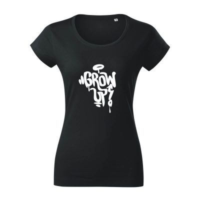 čierne dámske tričko GROW UP white